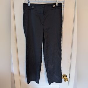 White House Black Market 4r 4 Straight Crop Black Pants Euc Linen Blend